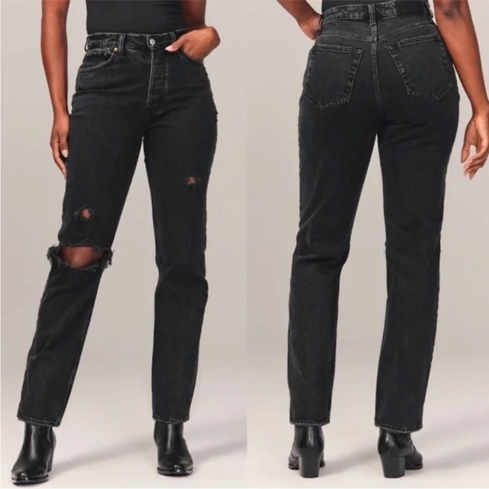 Abercrombie & Fitch Curve Love Dad Jeans 0 25 black